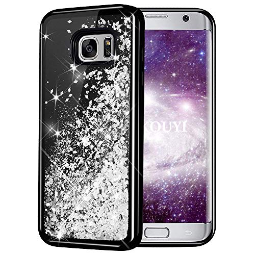 KOUYI Kompatibel mit Galaxy S7 Hülle Glitzer, Fließen Flüssig Glitzer Mode 3D Bling Dynamisch Silikon Flexible TPU Kreativ Shiny Glitter Cover Beschützer für Samsung Galaxy S7 (Silber) von KOUYI
