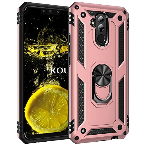 KOUYI Kompatibel mit Huawei Mate 20 Lite Hülle, Handyhülle Cover TPU Magnetische Bumper Stoßdämpfung Schutzhülle Stoßfest Cover Case mit 360 Grad Drehbar Ringhalter für Huawei Mate 20 Lite (Roségold) von KOUYI