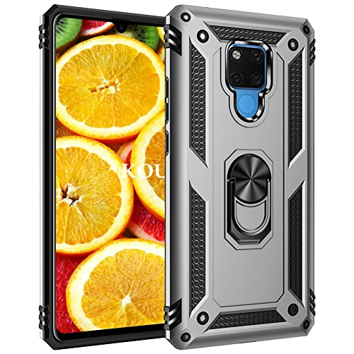KOUYI Kompatibel mit Huawei Mate 20X Hülle, Handyhülle Cover TPU Magnetische Bumper Stoßdämpfung Schutzhülle Stoßfest Cover Case mit 360 Grad Drehbar Ringhalter für Huawei Mate 20X (Silber) von KOUYI