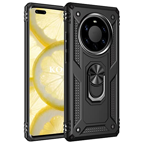 KOUYI Kompatibel mit Huawei Mate 40 Pro Plus Hülle, Handyhülle Cover TPU Magnetische Bumper Stoßdämpfung Schutzhülle mit 360 Grad Drehbar Ringhalter für Huawei Mate 40 Pro Plus (Schwarz) von KOUYI