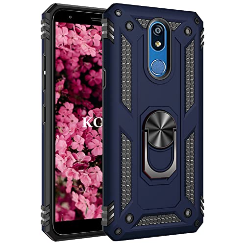 KOUYI Kompatibel mit LG K40 Hülle, Handyhülle Cover TPU Magnetische Bumper Stoßdämpfung Schutzhülle Stoßfest Cover Case mit 360 Grad Drehbar Ringhalter für LG K40 (Blau) von KOUYI