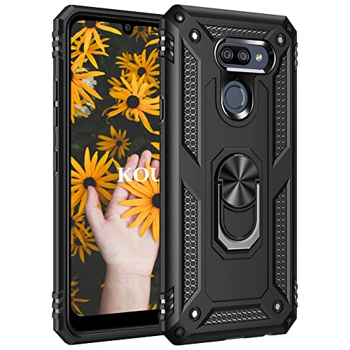 KOUYI Kompatibel mit LG K40S Hülle, Handyhülle Cover TPU Magnetische Bumper Stoßdämpfung Schutzhülle Stoßfest Cover Case mit 360 Grad Drehbar Ringhalter für LG K40S (Schwarz) von KOUYI