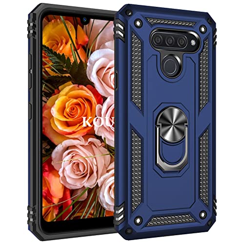 KOUYI Kompatibel mit LG K50S Hülle, Handyhülle Cover TPU Magnetische Bumper Stoßdämpfung Schutzhülle Stoßfest Cover Case mit 360 Grad Drehbar Ringhalter für LG K50S (Blau) von KOUYI