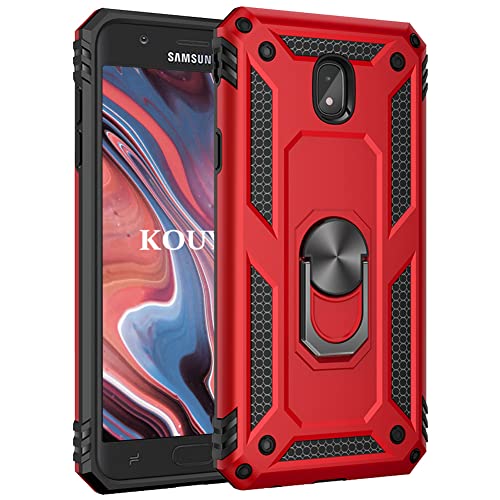 KOUYI Kompatibel mit Samsung Galaxy J7 2017 /J730 Hülle, Handyhülle Cover TPU Magnetische Bumper Stoßdämpfung Schutzhülle mit 360 Grad Drehbar Ringhalter für Samsung Galaxy J7 2017 /J730 (Rot) von KOUYI