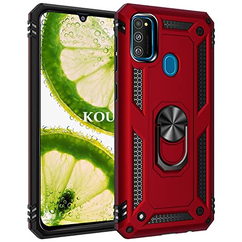 KOUYI Kompatibel mit Samsung Galaxy M30S / M21 Hülle, Handyhülle Cover TPU Magnetische Bumper Stoßdämpfung Schutzhülle mit 360 Grad Drehbar Ringhalter für Samsung Galaxy M30S / M21 (Rot) von KOUYI
