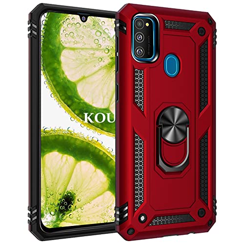 KOUYI Kompatibel mit Samsung Galaxy M30S / M21 Hülle, Handyhülle Cover TPU Magnetische Bumper Stoßdämpfung Schutzhülle mit 360 Grad Drehbar Ringhalter für Samsung Galaxy M30S / M21 (Rot) von KOUYI