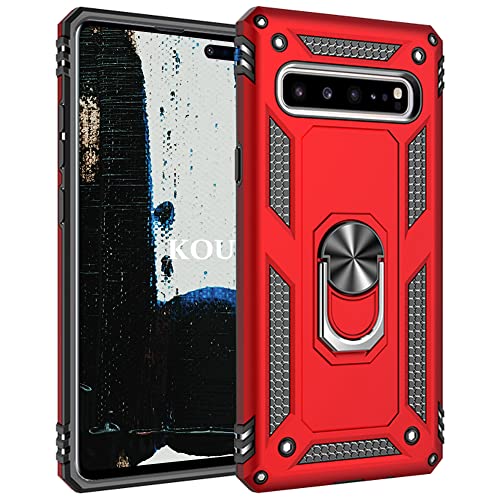 KOUYI Kompatibel mit Samsung Galaxy S10 5G Hülle, Handyhülle Cover TPU Magnetische Bumper Stoßdämpfung Schutzhülle mit 360 Grad Drehbar Ringhalter für Samsung Galaxy S10 5G (Rot) von KOUYI