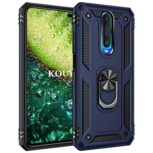 KOUYI Kompatibel mit Xiaomi Redmi K30 Hülle, Handyhülle Cover TPU Magnetische Bumper Stoßdämpfung Schutzhülle Stoßfest Cover Case mit 360 Grad Drehbar Ringhalter für Xiaomi Redmi K30 (Blau) von KOUYI