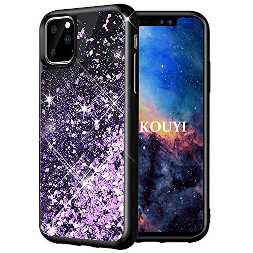 KOUYI Kompatibel mit iPhone 11 Pro Hülle Glitzer, Fließen Flüssig Glitzer Mode 3D Bling Dynamisch Silikon Flexible TPU Kreativ Shiny Glitter Cover Beschützer für iPhone 11 Pro (5,8 Zoll) (Lila) von KOUYI