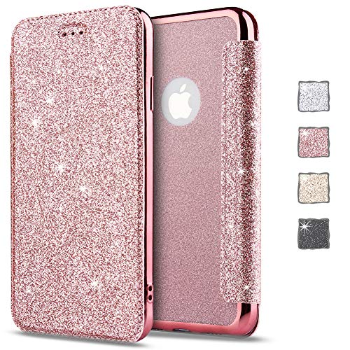 KOUYI Kompatibel mit iPhone 11 Pro Max Hülle, Glitter Shine Bling Slim PU Leather Folio Flip Handyhülle with Card Slot Schutzhülle Tasche für iPhone 11 Pro Max 6,5 Zoll (Rosa) von KOUYI