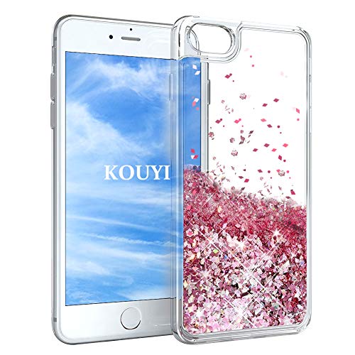 KOUYI Kompatibel mit iPhone 6S/6 Hülle Glitzer, Fließen Flüssig Glitzer 3D Bling Dynamisch Silikon Weich Flexible TPU Kreativ Shiny Glitter Cover Beschützer für iPhone 6S / iPhone 6 (Roségold) von KOUYI