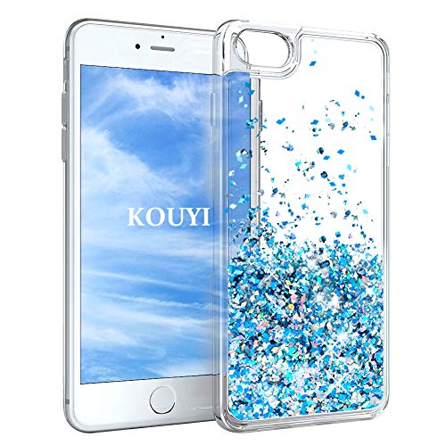 KOUYI Kompatibel mit iPhone 6S / 6 Plus Hülle Glitzer, Fließen Flüssig Glitzer 3D Bling Dynamisch Silikon Flexible TPU Kreativ Shiny Glitter Cover Beschützer für iPhone 6S / 6 Plus (Silber Blau) von KOUYI