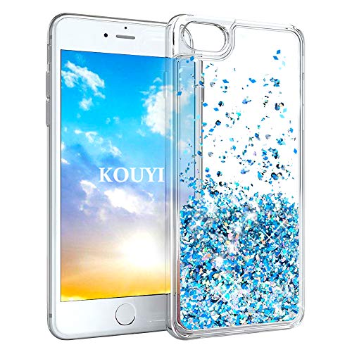 KOUYI Kompatibel mit iPhone 8/7 Hülle Glitzer, Fließen Flüssig Glitzer 3D Bling Dynamisch Silikon Weich Flexible TPU Kreativ Shiny Glitter Cover Beschützer für iPhone 8 / iPhone 7 (Silber Blau) von KOUYI