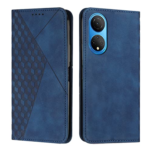 KOUYI Kompatible mit Huawei Honor X7 Hülle, Retro Premium PU Leder Weich TPU Klapphülle Kartenfächer Magnetic Standfunktion Flip Wallet Shockproof Handyhülle (Blau) von KOUYI