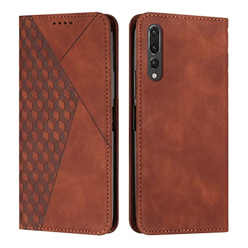 KOUYI Kompatible mit Huawei P20 Pro Hülle, Retro Premium PU Leder Weich TPU Klapphülle Kartenfächer Magnetic Standfunktion Flip Wallet Shockproof Handyhülle (Braun) von KOUYI