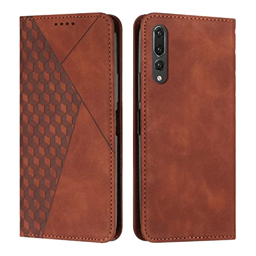 KOUYI Kompatible mit Huawei P20 Pro Hülle, Retro Premium PU Leder Weich TPU Klapphülle Kartenfächer Magnetic Standfunktion Flip Wallet Shockproof Handyhülle (Braun) von KOUYI