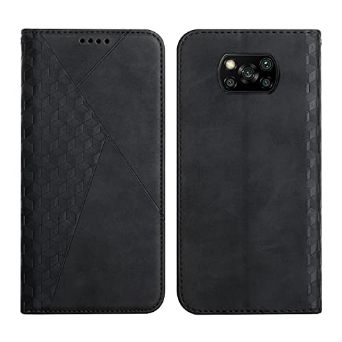 KOUYI Kompatible mit Mi Poco X3 NFC/Poco X3 Pro Hülle, Retro Premium PU Leder Weich TPU Klapphülle Kartenfächer Magnetic Standfunktion Flip Wallet Shockproof Handyhülle (Schwarz) von KOUYI