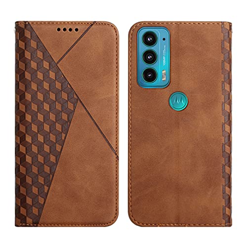 KOUYI Kompatible mit Moto Edge 20 Hülle, Retro Premium PU Leder Weich TPU Klapphülle Kartenfächer Magnetic Standfunktion Flip Wallet Shockproof Handyhülle (Braun) von KOUYI