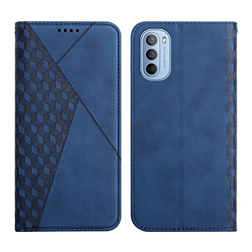 KOUYI Kompatible mit Moto G51 5G Hülle, Retro Premium PU Leder Weich TPU Klapphülle Kartenfächer Magnetic Standfunktion Flip Wallet Shockproof Handyhülle (Blau) von KOUYI