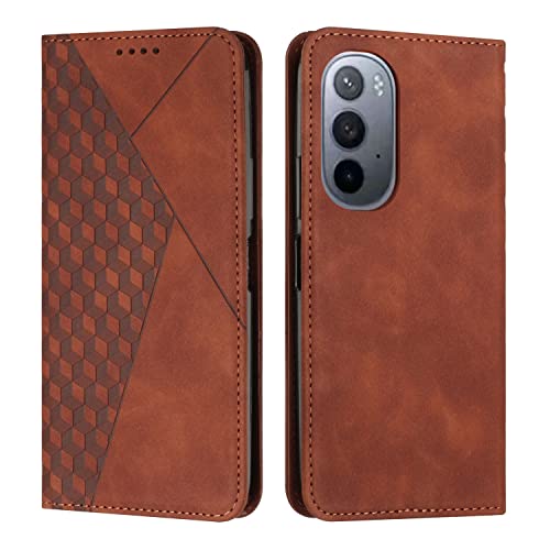 KOUYI Kompatible mit Motorola Moto Edge 30 Ultra Hülle, PU Leder Weich TPU Klapphülle Kartenfächer Magnetic Standfunktion Flip Wallet Shockproof Handyhülle (Braun) von KOUYI