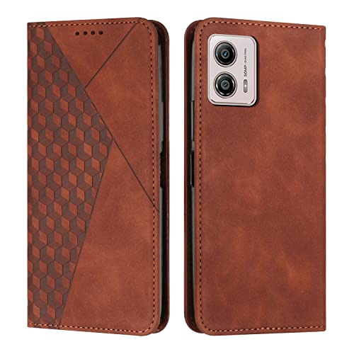 KOUYI Kompatible mit Motorola Moto G73 5G Hülle, Retro Premium PU Leder Weich TPU Klapphülle Kartenfächer Magnetic Standfunktion Flip Wallet Shockproof Handyhülle (Braun) von KOUYI