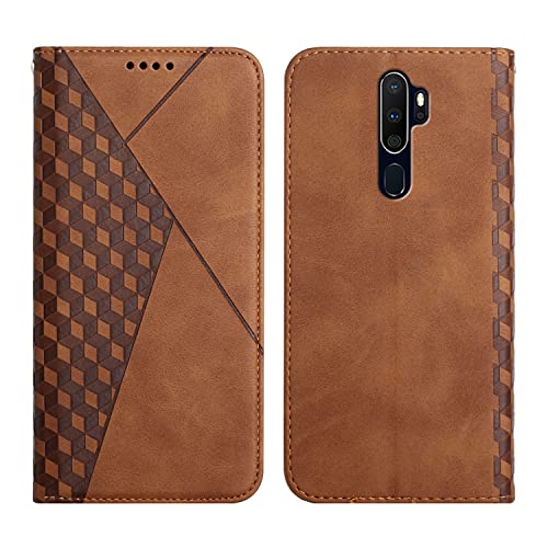 KOUYI Kompatible mit Oppo A9 2020 Hülle, Retro Premium PU Leder Weich TPU Klapphülle Kartenfächer Magnetic Standfunktion Flip Wallet Shockproof Handyhülle (Braun) von KOUYI