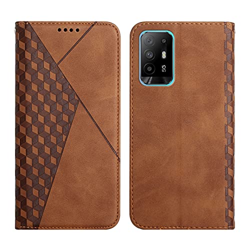 KOUYI Kompatible mit Oppo A94 5G / F19 Pro Plus Hülle, Retro Premium PU Leder Weich TPU Klapphülle Kartenfächer Magnetic Standfunktion Flip Wallet Shockproof Handyhülle (Braun) von KOUYI