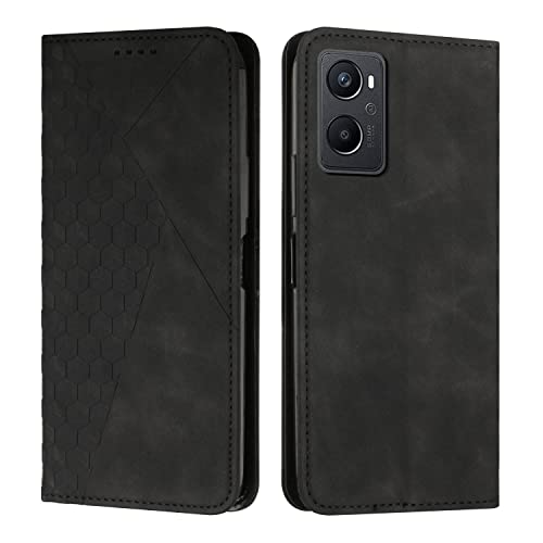 KOUYI Kompatible mit Oppo A96 5G / Reno 7Z Hülle, PU Leder Weich TPU Klapphülle Kartenfächer Magnetic Standfunktion Flip Wallet Shockproof Handyhülle (Schwarz) von KOUYI