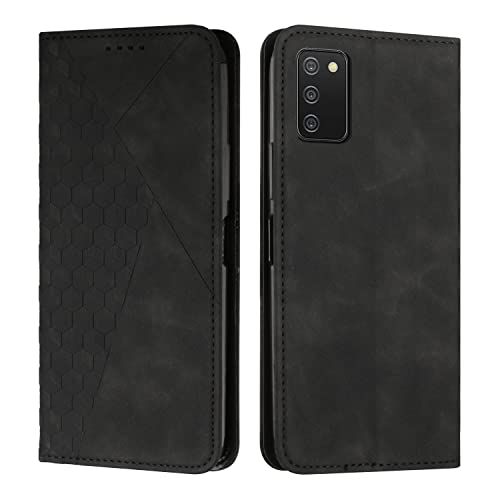 KOUYI Kompatible mit Samsung Galaxy A02s Hülle, Retro Premium PU Leder Weich TPU Klapphülle Kartenfächer Magnetic Standfunktion Flip Wallet Shockproof Handyhülle (Schwarz) von KOUYI