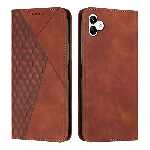 KOUYI Kompatible mit Samsung Galaxy A04e 5G Hülle, Retro Premium PU Leder Weich TPU Klapphülle Kartenfächer Magnetic Standfunktion Flip Wallet Shockproof Handyhülle ((Braun) von KOUYI