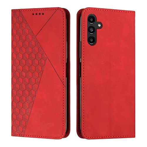 KOUYI Kompatible mit Samsung Galaxy A25 5G Hülle, Retro Premium PU Leder Weich TPU Klapphülle Kartenfächer Magnetic Standfunktion Flip Wallet Shockproof Handyhülle (Rot) von KOUYI