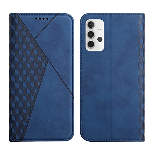 KOUYI Kompatible mit Samsung Galaxy A32 4G Hülle, Retro Premium PU Leder Weich TPU Klapphülle Kartenfächer Magnetic Standfunktion Flip Wallet Shockproof Handyhülle (Blau) von KOUYI