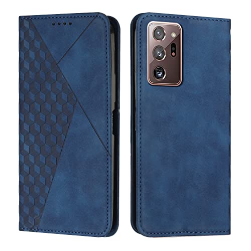 KOUYI Kompatible mit Samsung Galaxy Note 20 Ultra Hülle, Retro Premium PU Leder Weich TPU Klapphülle Kartenfächer Magnetic Standfunktion Flip Wallet Shockproof Handyhülle (Blau) von KOUYI