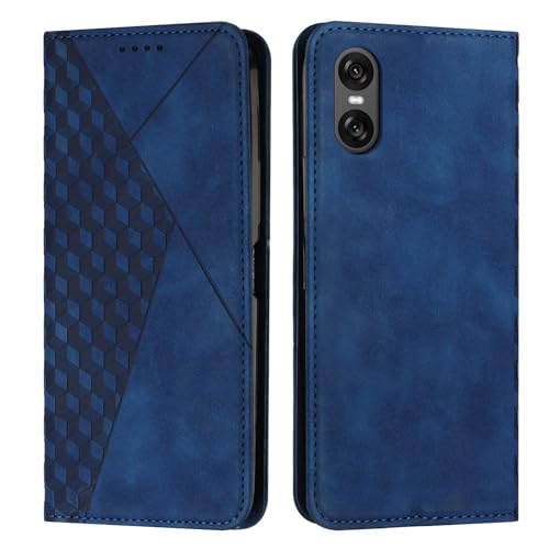 KOUYI Kompatible mit Sony Xperia 10 VI 2024 Hülle, PU Leder Weich TPU Klapphülle Kartenfächer Magnetic Standfunktion Flip Wallet Shockproof Handyhülle (Blau) von KOUYI