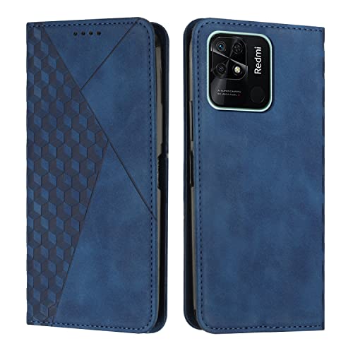 KOUYI Kompatible mit Xiaomi Redmi 10C 4G / Redmi 10 Hülle, Retro Premium PU Leder Weich TPU Klapphülle Kartenfächer Magnetic Standfunktion Flip Wallet Shockproof Handyhülle (Blau) von KOUYI