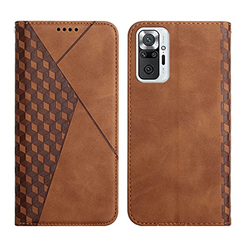 KOUYI Kompatible mit Xiaomi Redmi Note 10 Pro 4G Hülle, Retro Premium PU Leder Weich TPU Klapphülle Kartenfächer Magnetic Standfunktion Flip Wallet Shockproof Handyhülle (Braun) von KOUYI
