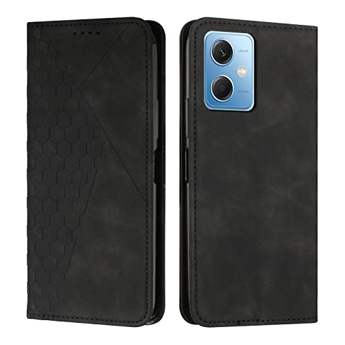 KOUYI Kompatible mit Xiaomi Redmi Note 12 5G Hülle, PU Leder Weich TPU Klapphülle Kartenfächer Magnetic Standfunktion Flip Wallet Shockproof Handyhülle (Schwarz) von KOUYI