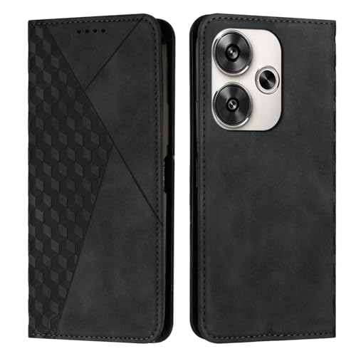 KOUYI Kompatible mit Xiaomi Redmi Turbo 3 Hülle, PU Leder Weich TPU Klapphülle Kartenfächer Magnetic Standfunktion Flip Wallet Shockproof Handyhülle (Schwarz) von KOUYI