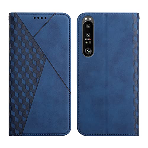 KOUYI Kompatible mit Xperia 1 III Hülle, Retro Premium PU Leder Weich TPU Klapphülle Kartenfächer Magnetic Standfunktion Flip Wallet Shockproof Handyhülle (Blau) von KOUYI