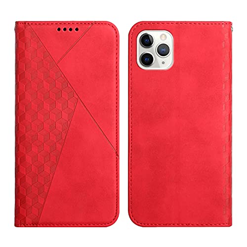 KOUYI Kompatible mit iPhone 11 Pro Max (6,5 Zoll) Hülle, Retro Premium PU Leder Weich TPU Klapphülle Kartenfächer Magnetic Standfunktion Flip Wallet Shockproof Handyhülle (Rot) von KOUYI