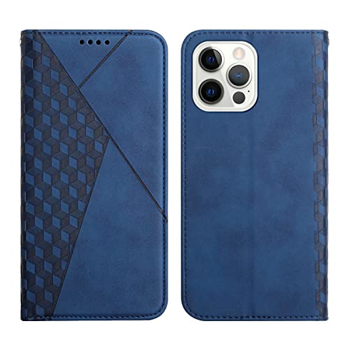 KOUYI Kompatible mit iPhone 13 Pro Max (6,7 Zoll) Hülle, Retro Premium PU Leder Weich TPU Klapphülle Kartenfächer Magnetic Standfunktion Flip Wallet Shockproof Handyhülle (Blau) von KOUYI