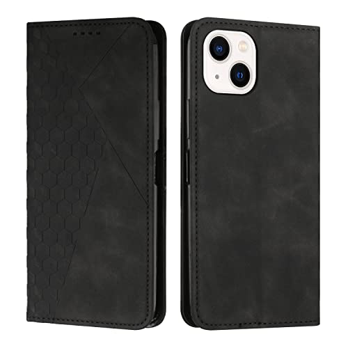 KOUYI Kompatible mit iPhone 15 Plus(6,7 Zoll) Hülle, Retro Premium PU Leder Weich TPU Klapphülle Kartenfächer Magnetic Standfunktion Flip Wallet Shockproof Handyhülle (Schwarz) von KOUYI