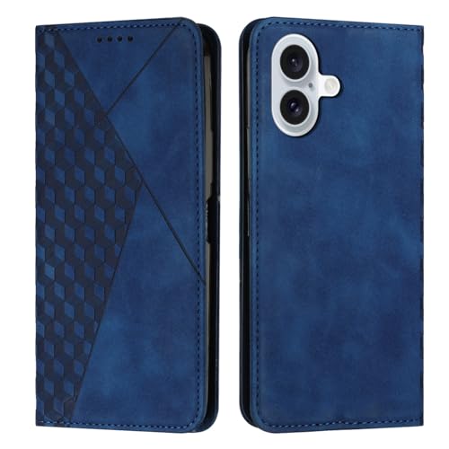 KOUYI Kompatible mit iPhone 16(6.1 Zoll) Hülle, PU Leder Weich TPU Klapphülle Kartenfächer Magnetic Standfunktion Flip Wallet Shockproof Handyhülle (Blau) von KOUYI