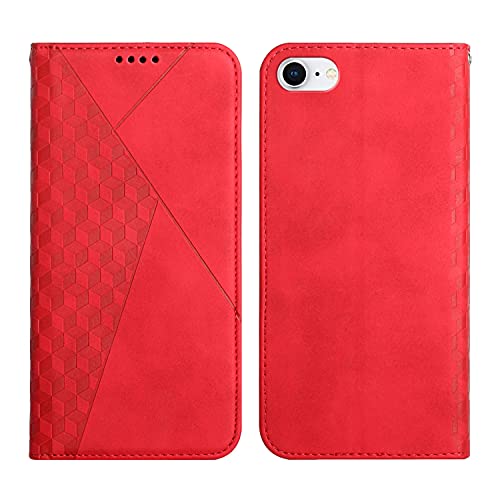 KOUYI Kompatible mit iPhone 6S / iPhone 6 (4,7 Zoll) Hülle, Retro Premium PU Leder Weich TPU Klapphülle Kartenfächer Magnetic Standfunktion Flip Wallet Shockproof Handyhülle (Rot) von KOUYI