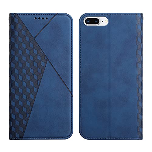 KOUYI Kompatible mit iPhone 6S Plus/iPhone 6 Plus (5,5 Zoll) Hülle, Retro Premium PU Leder Weich TPU Klapphülle Kartenfächer Magnetic Standfunktion Flip Wallet Shockproof Handyhülle (Blau) von KOUYI