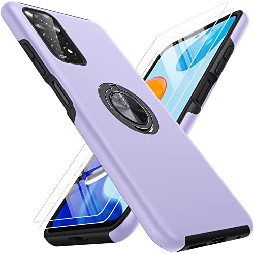 KOVASIA Case Kompatibel mit Xiaomi Redmi Note 11/Note 11S Hülle 4G,Handyhülle mit Stoßfest Kratzfest, Fingerabdruck Resistent+ 360°Ring Ständer + 2 Stück Schutzfolie(Violett) von KOVASIA