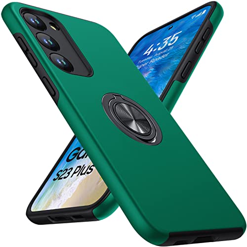 KOVASIA Handyhülle für Samsung Galaxy S23 Plus, Galaxy S23 Plus Hülle Case mit Stoßfest Kratzfest, Fingerabdruck Resistent mit um 360°Magnetringhalter Ständer-6.6''(TPU + PC, Grün) von KOVASIA