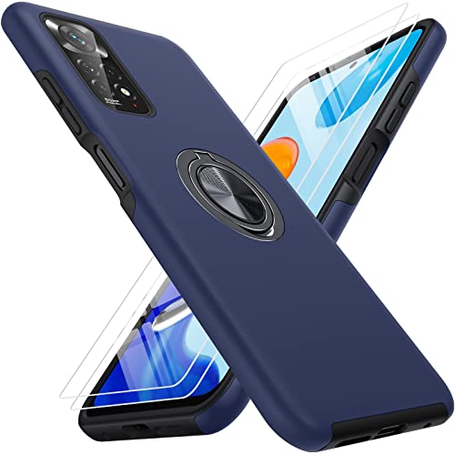 KOVASIA Handyhülle für Xiaomi Redmi Note 11/Note 11S Hülle 4G, Stoßfeste Schutzhülle mit um 360°Drehbarem Magnetringhalter Ständer, Handytasche Case für Redmi Note 11/11S(Blau) von KOVASIA