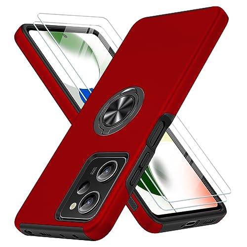 KOVASIA Hülle für Xiaomi Redmi Note 12 Pro 5G, Xiaomi Poco X5 Pro 5G, mit Displayschutzfolie [2 Stück]，Militärstandard Kratzfest und stoßfest Handyhülle,mit 360° Magnetis Drehbarer Ständer, Rot von KOVASIA