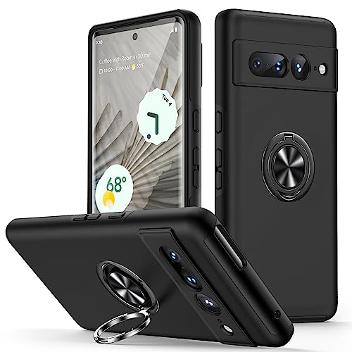 KOVASIA für Google Pixel 7 Pro Hülle mit Ständer, Handyhülle für Google Pixel 7 Pro Unterstützung Magnetische Autohalterung, Stoßfest Schutzhülle Kratzfest Bumper Hülle für Pixel 7 Pro,Schwarz von KOVASIA